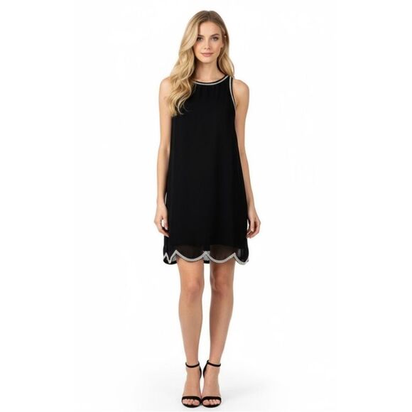 NBD Revolve Someone Like You Black Pearl Trim Scalloped Mini Dress - Picture 1 of 6